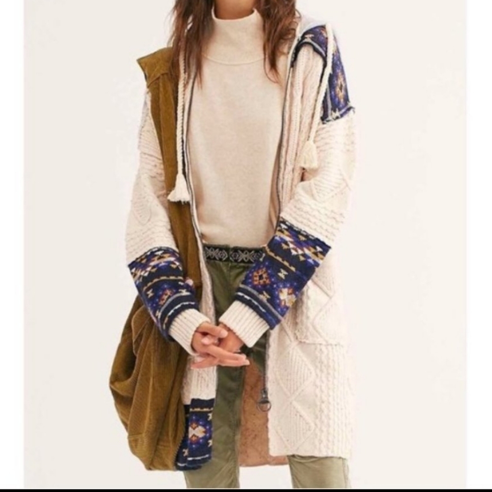 Free People Sweater Coat Capture The Moment Heavy Weight Chunky Knit Sm & Md NWT - Picture 8 of 15